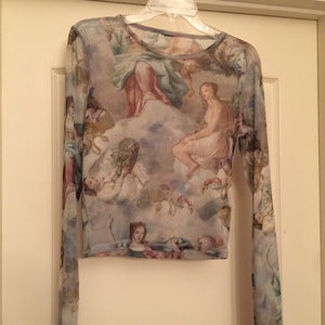 urban outfitters mesh top long sleeves round neck